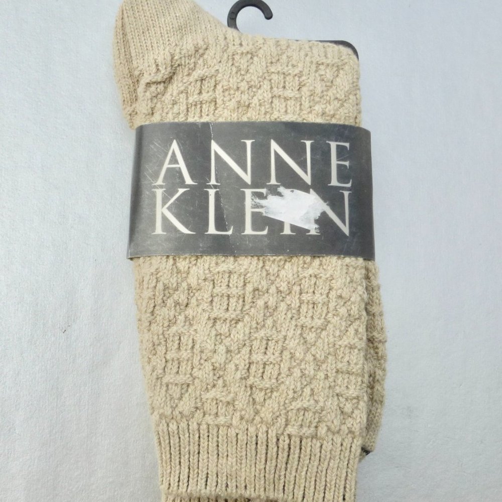Anne Klein Beige Knit Socks Thick Texture US Made
